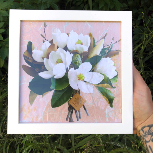 Collage of flowers on rice paper